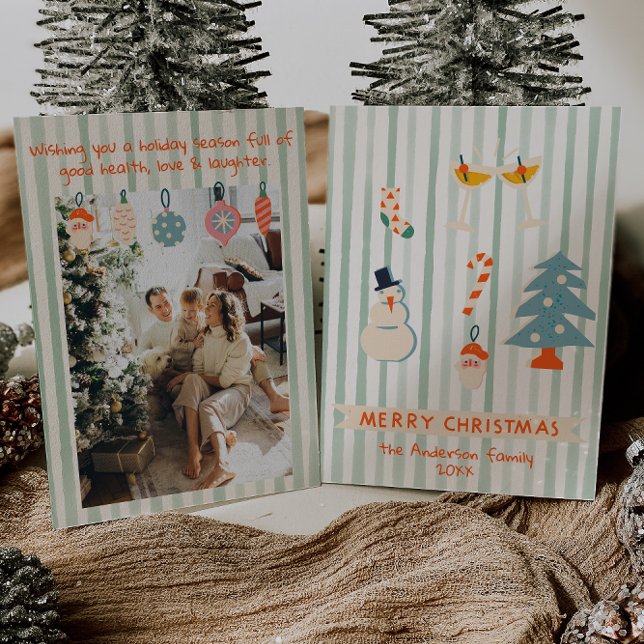 Cartão De Festividades Verdes Vermelhos Vermelhos Ilustrados Diversão de  (Criador carregado)