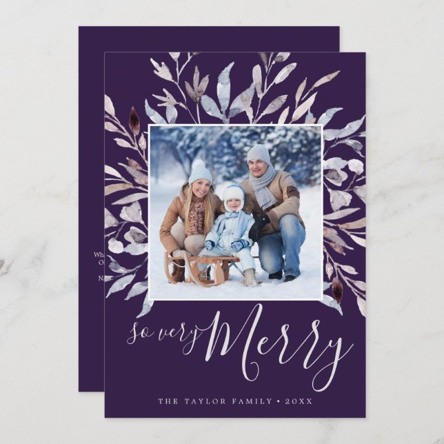 Cartão De Festividades Verdura De inverno Tão Feliz Ano Em Revisão (Frente/Verso)