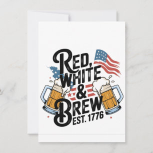 Cartão De Festividades Vermelho Branco & Cerveja Est 1776 4 De Julho 250º