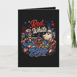 Cartão De Festividades Vermelho Branco E Boo Patriótico 4 De Julho