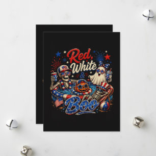 Cartão De Festividades Vermelho Branco E Boo Patriótico 4 De Julho