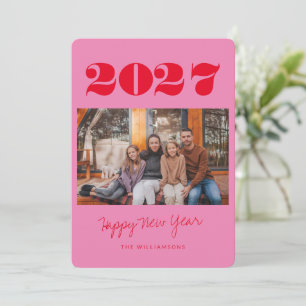 Cartão De Festividades Vermelho Cor-de-Rosa Cor-de-Rosa Duas Foto 2023 An