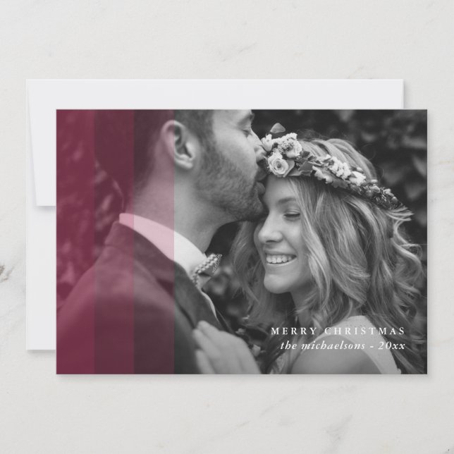 Cartão De Festividades Vermelho de Foto de Natal Feliz da Fronteira Moder (Frente)