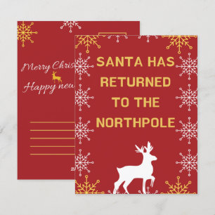 Cartão De Festividades Vermelho e Dourado Feliz Natal e Ano Novo 2023