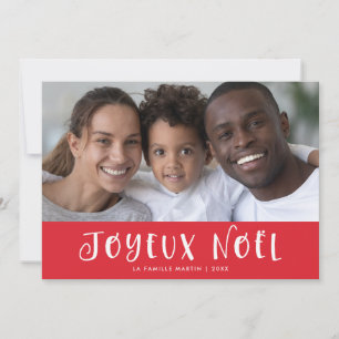 Cartão De Festividades Vermelho Joyeux Noel com Foto