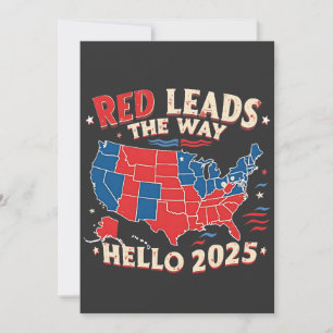 Cartão De Festividades Vermelho Lidera o Caminho Olá 2025 Posse Trump