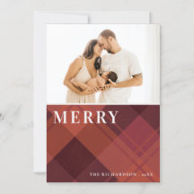 Vermelho Marrom Marsala Xadrez 1 Foto Feliz Natal