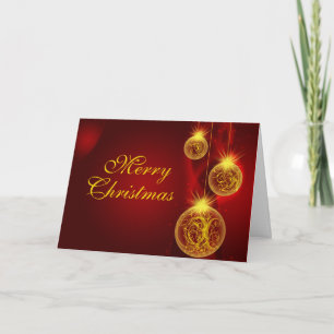 Cartão De Festividades Vermelho Natal e Dourado, Feliz, Natal