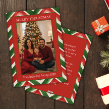 Vermelho Verde Chevron Foto Personalizada de Natal
