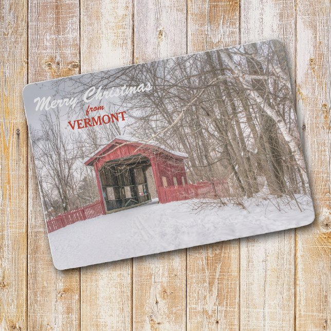 Cartão De Festividades Vermont Covered Bridge Template Christmas Card (Criador carregado)
