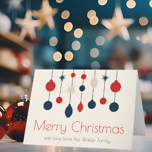 Cartão De Festividades Vernais Vermelhos de Natal Feliz Retrô