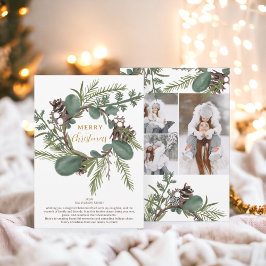 Cartão De Festividades Verruga Verde Moderna 3 fotos Natal