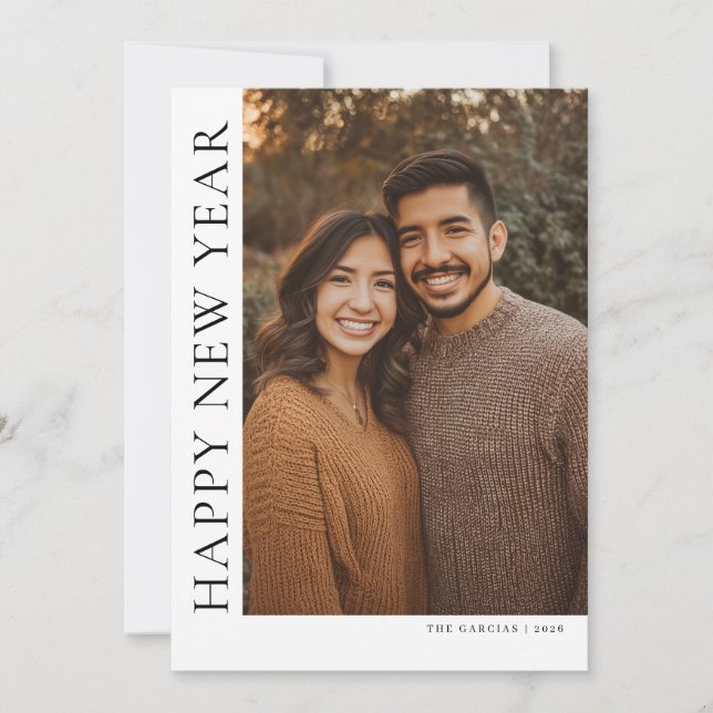 Cartão De Festividades Vertical Type New Year Photo (Frente)