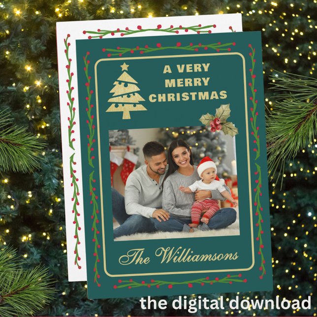Cartão De Festividades Very Merry Christmas Two Photo (Criador carregado)