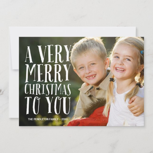 Cartão De Festividades Very Merry | Holiday Photo Card (Frente)