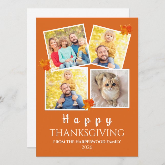 Cartão De Festividades Very Thankful | Fall thanksgiving family 4 photo (Frente/Verso)