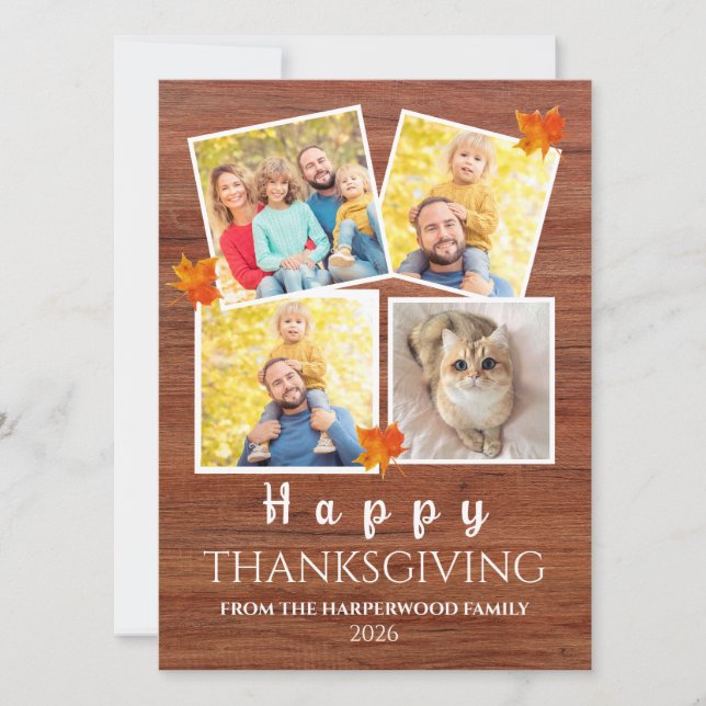 Cartão De Festividades Very Thankful | Fall thanksgiving family 4 photo H (Frente)