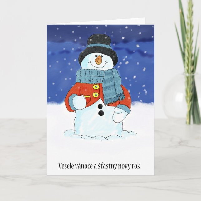 Cartão De Festividades Vesele vanoce a stastny novy rok - Czech Snowman (Frente)