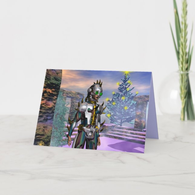 CARTÃO DE FESTIVIDADES VÉSPERA DE ANO NOVO DE UM CIBORGUE (Frente)