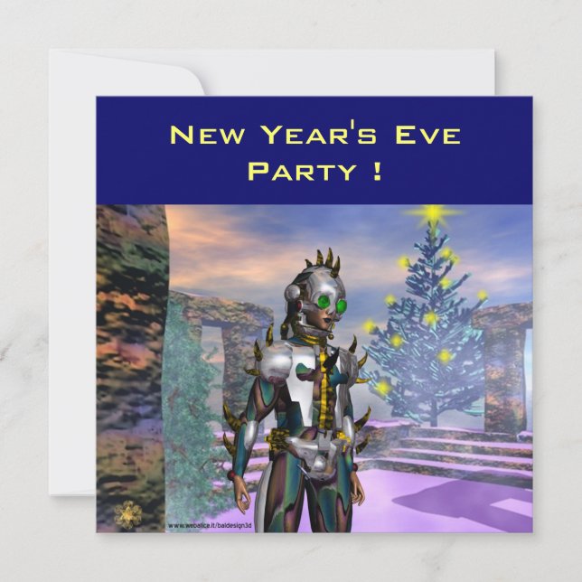 CARTÃO DE FESTIVIDADES VÉSPERA DE ANO NOVO DE UM CIBORGUE (Frente)