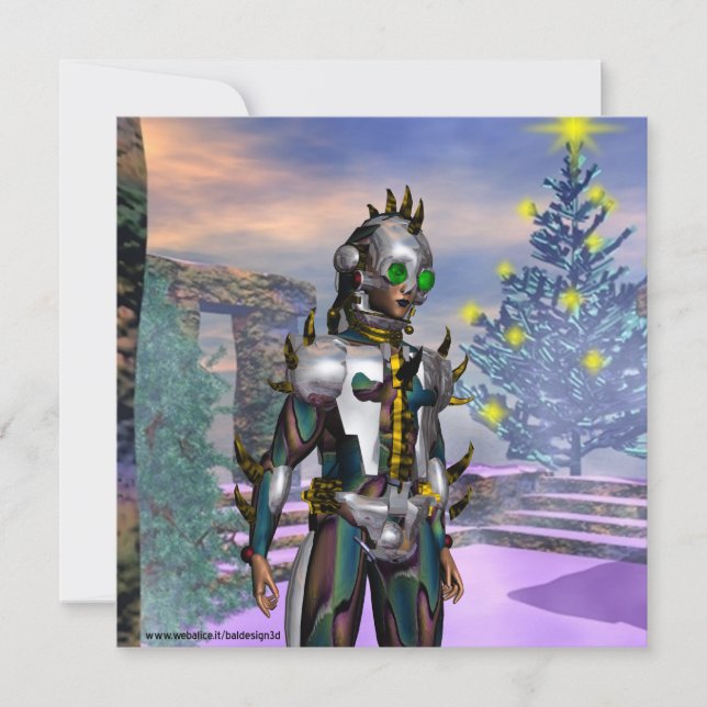 CARTÃO DE FESTIVIDADES VÉSPERA DE ANO NOVO DE UM CIBORGUE (Frente)