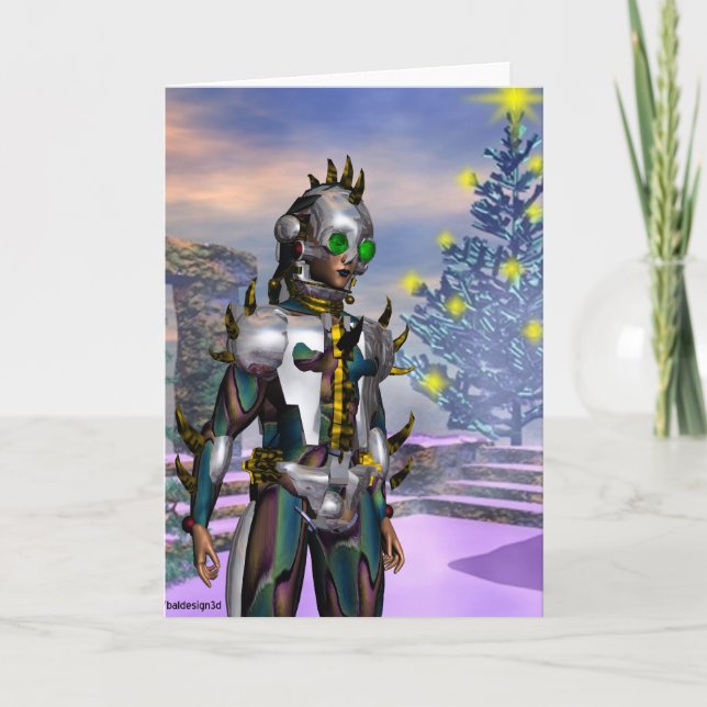 CARTÃO DE FESTIVIDADES VÉSPERA DE ANO NOVO DE UM CIBORGUE CAIU... (Frente)