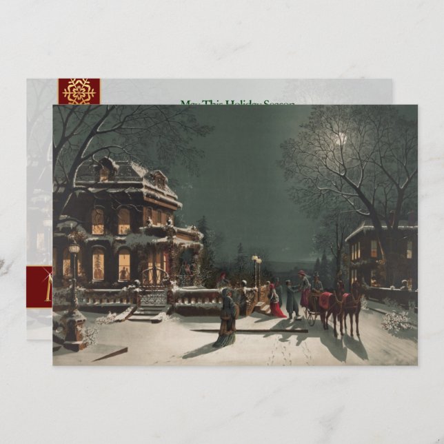 Cartão De Festividades Véspera de Natal - Viagem Personalizada de Natal (Frente/Verso)