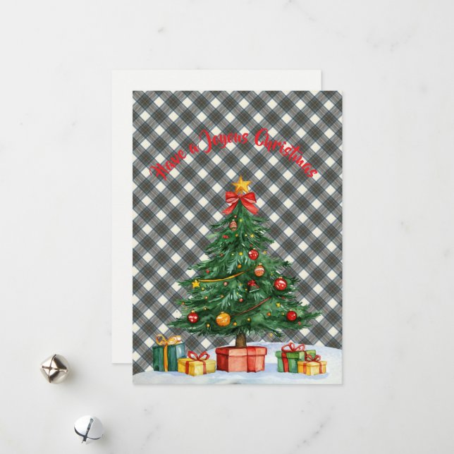 Cartão De Festividades Vestido Azul Stewart Tartan Clan Escocês Natal (Frente/Verso In Situ)