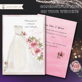 Cartão De Festividades Vestido de Noiva em Aquarela Elegante Parabéns de