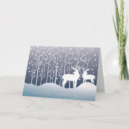 Cartão De Festividades Vestido Feriado Feliz em Neve