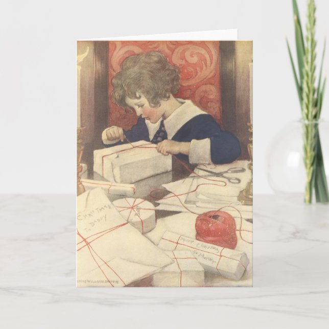 Cartão De Festividades Vestidos de Natal, Jessie Willcox Smith (Frente)