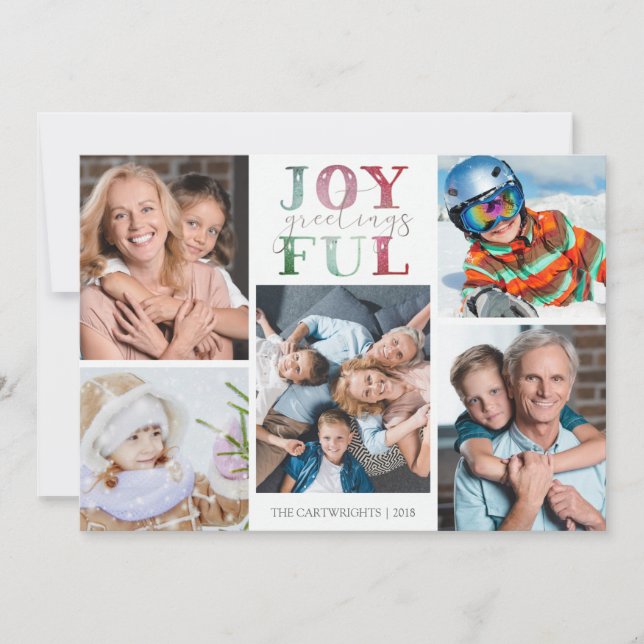 Cartão De Festividades VESTUÁRIO DE Natal 5 Fotos Aquarela (Frente)