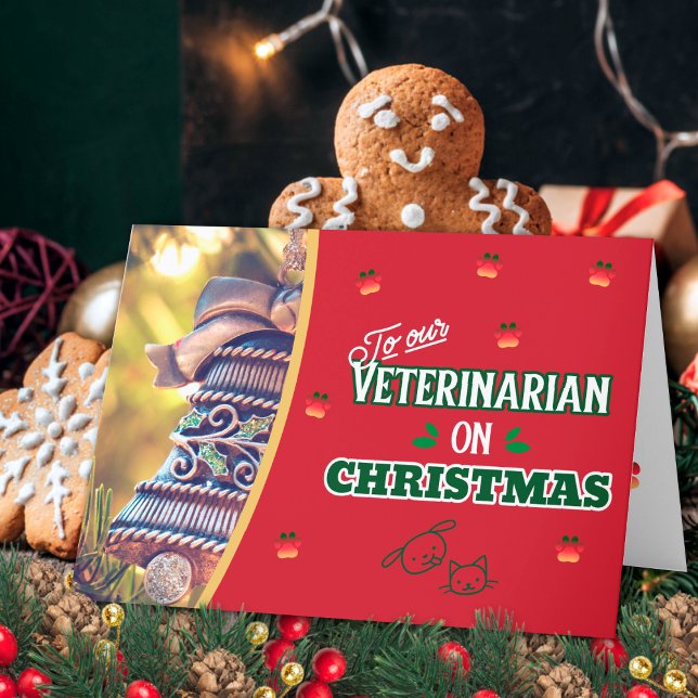 Cartão De Festividades Veterinária no Natal Cat e Feriado de Cães (Criador carregado)