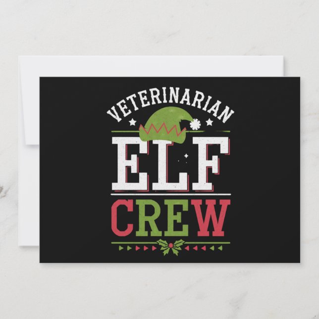 Cartão De Festividades Veterinário Natal Elf Veterinary Technician (Frente)