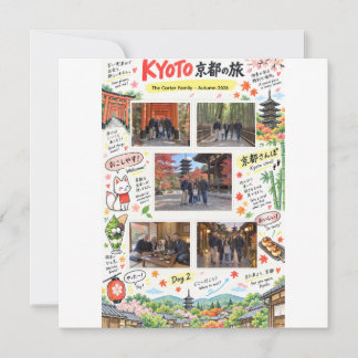 Cartão De Festividades Viagem a Kyoto Japão 5 Colagem de Fotos Zine de Vi
