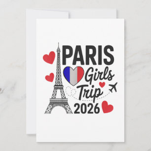 Cartão De Festividades Viagem das Garotas Sassy Paris 2026 Férias Reunião