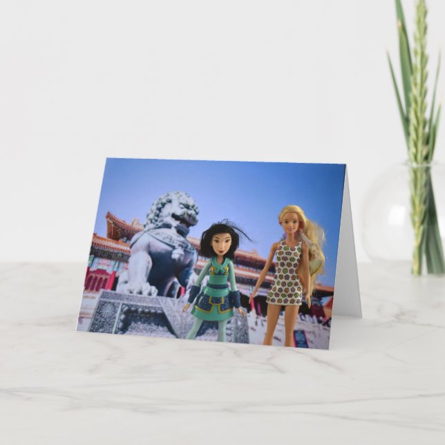 Cartão De Festividades Viagem mundial. China. (Frente)