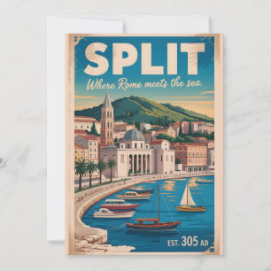 Cartão De Festividades Viagem pela Cidade Retro de Split Croácia