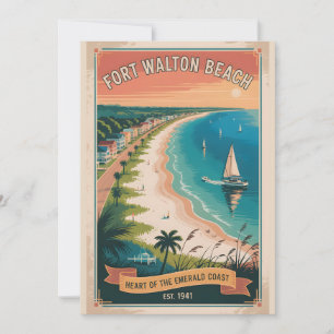 Cartão De Festividades Viagem Retro à Praia de Fort Walton Beach Flórida