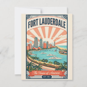 Cartão De Festividades Viagem Retro ao Fort Lauderdale Florida