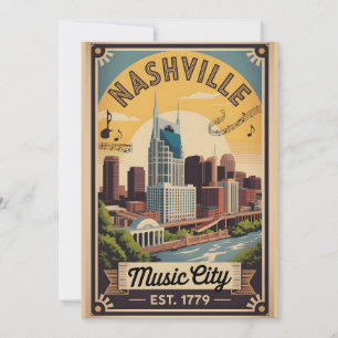 Cartão De Festividades Viagem Retro Cidade da Música Nashville Tennessee