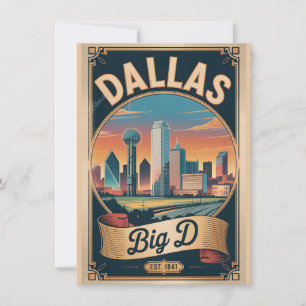 Cartão De Festividades Viagem Retro Dallas Texas Big D Vintage
