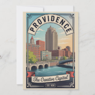 Cartão De Festividades Viagem Retro Providência Rhode Island Vintage