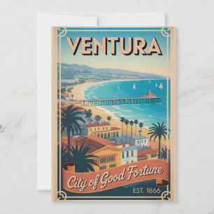 Cartão De Festividades Viagem Retro Ventura Califórnia Vintage