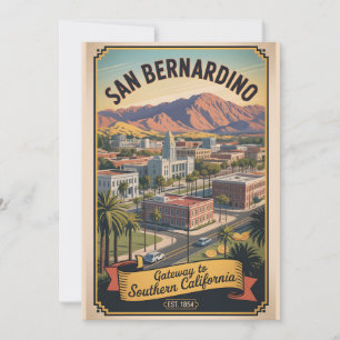 Cartão De Festividades Viagem Retro Vintage San Bernardino Califórnia