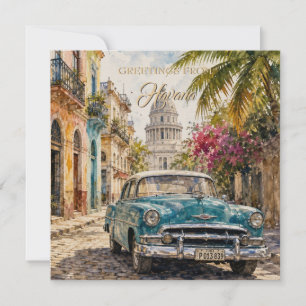 Cartão De Festividades Viagens Cuba Antiga - Saudações de Havana