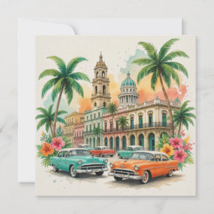 Cartão De Festividades Viagens Vintage Cuba - Saudações de Havana
