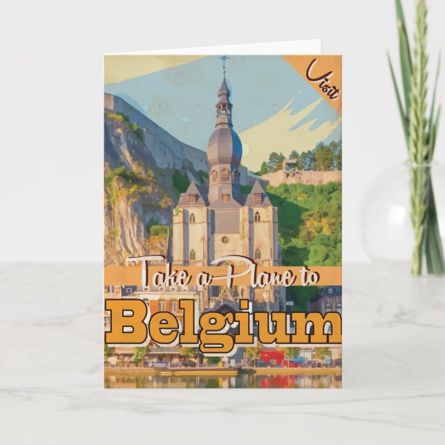 Cartão De Festividades Viagens vintage da Bélgica. (Frente)