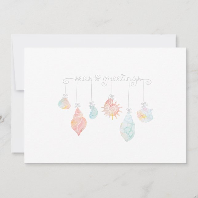 Cartão De Festividades Vias E Saudações Da Shell Watercolor (Frente)