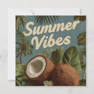Cartão De Festividades "Víblias de Verão" com cocos e folhagem tropical